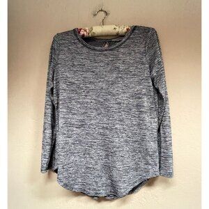 Athleta Women's Gray Striped Breezy Long Sleeve Open Back Knit Top Size Small